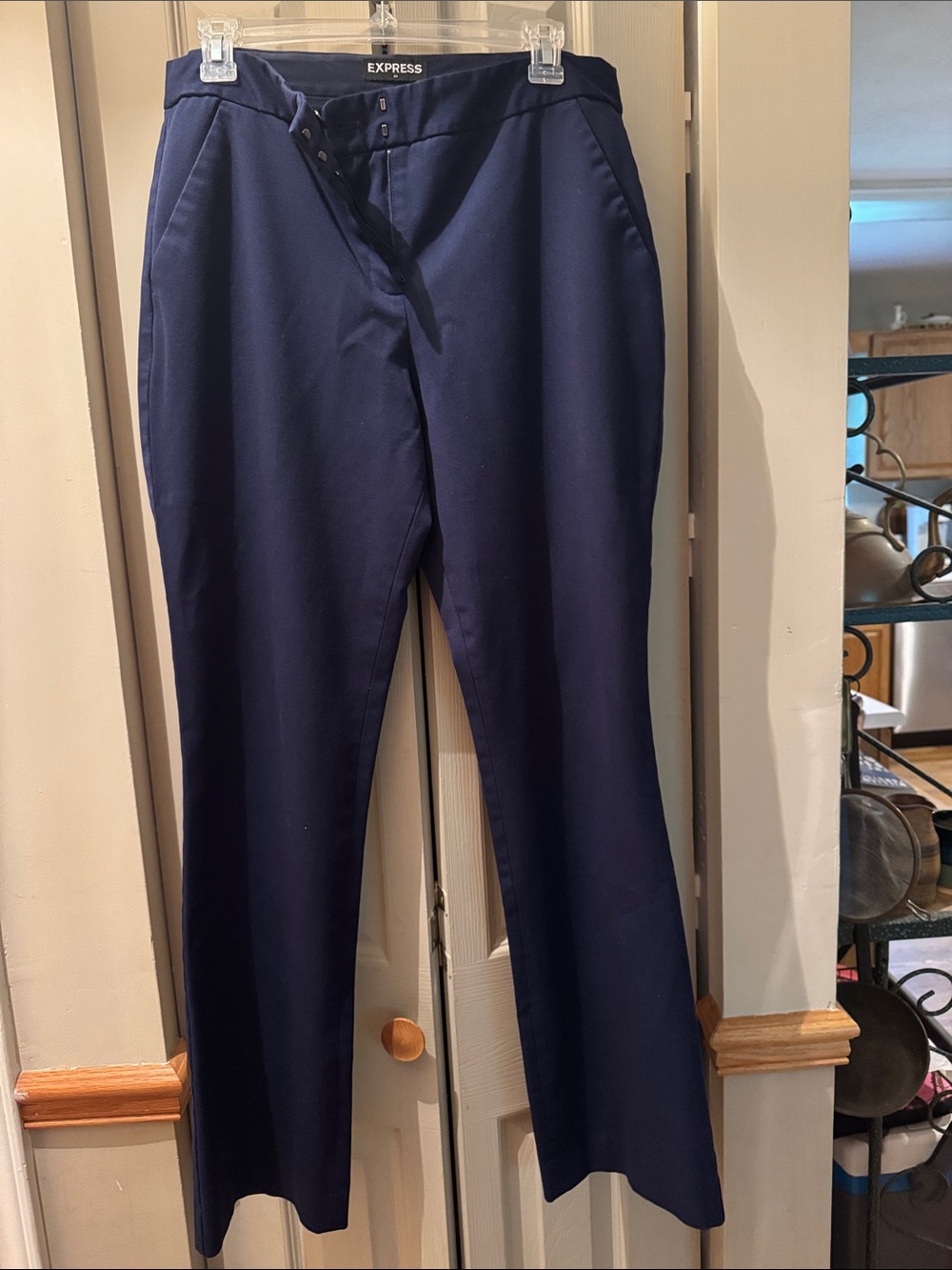 Express Dark Navy Straight-Leg Dress Pants